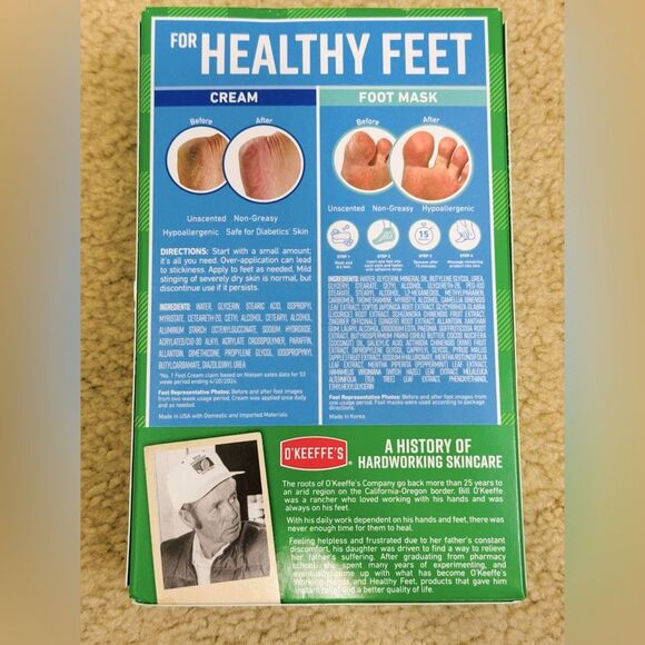 NIB O'Keefe's Winter Essentials Healthy Feet Set 1 cream & 4 foot mask socks - Picture 2 of 3